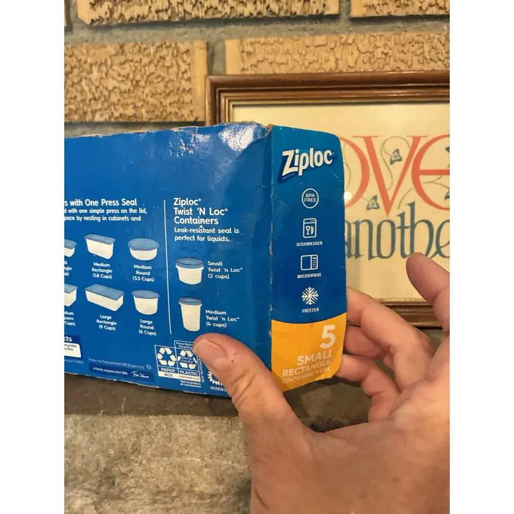 Ziploc One Press Seal Small Rectangle Container - 5 Ct